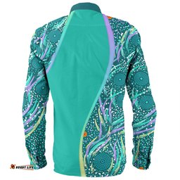 Australia Aboriginal Custom Long Sleeve Button Shirt - Turquoise Dot Dreamtime Long Sleeve Button Shirt