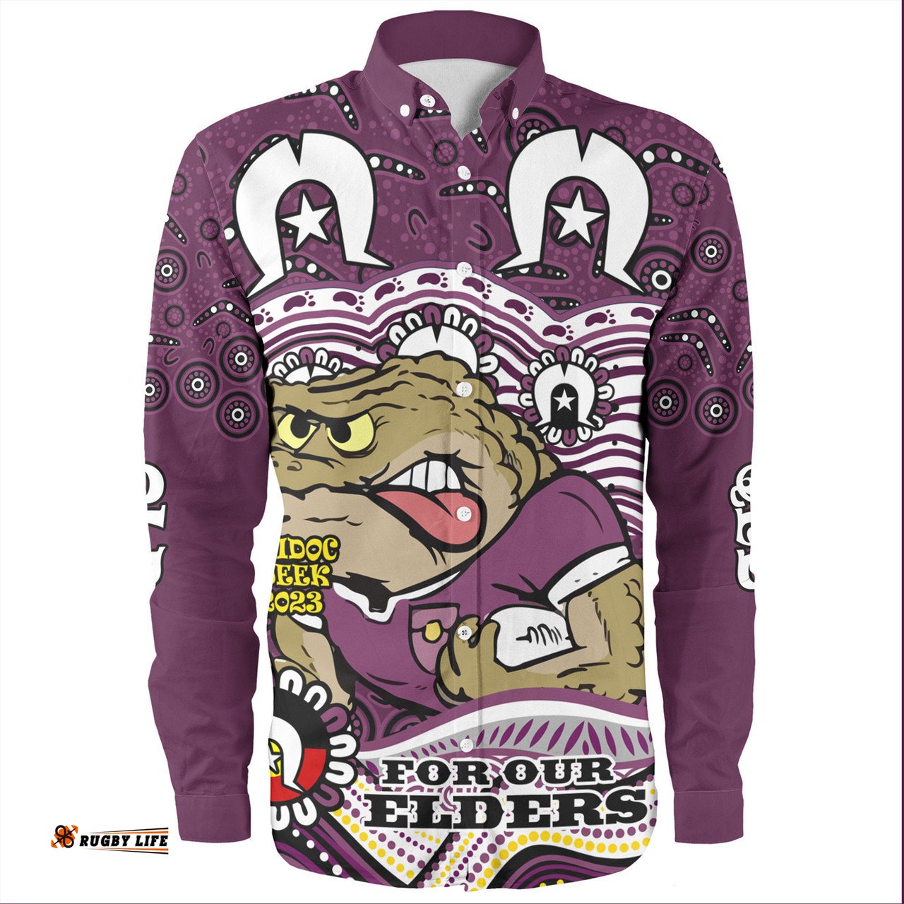 Cane Toads Naidoc Week Long Sleeve Button Shirt - Aboriginal Inspired For Our Elders NAIDOC Week 2023