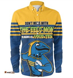 Parramatta Eels Mother's Day Long Sleeve Button Shirt - Screaming Mom and Crazy Fan