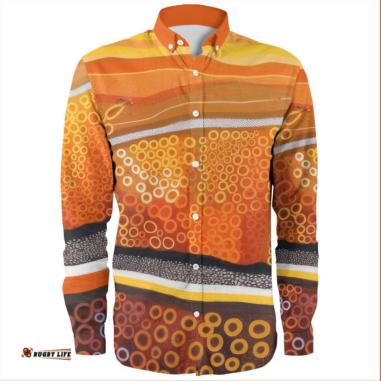 Australia Aboriginal Long Sleeve Button Shirts - Abstract Theme Of Australian Indigenous Aboriginal Art Long Sleeve Button Shirts