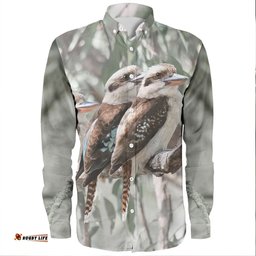 Australia Kookaburra Long Sleeve Button Shirts - Kookaburra Artwork Long Sleeve Button Shirts