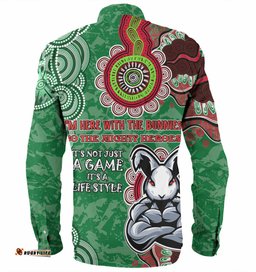 Australia Rabbitohs Custom Long Sleeve Button Shirt - Bunnies for Life Shirt