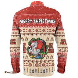 Redcliffe Dolphins Christmas Custom Long Sleeve Button Shirt - Chrissie Spirit Long Sleeve Button Shirt