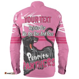 Penrith Panthers Long Sleeve Button Shirt - Happy Australia Day We Are One And Free V2