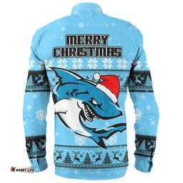 Cronulla-Sutherland Sharks Christmas Custom Long Sleeve Button Shirt - Special Ugly Christmas Long Sleeve Button Shirt