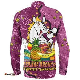Brisbane Broncos Custom Long Sleeve Button Shirt - Australian Big Things Long Sleeve Button Shirt
