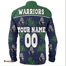 New Zealand Warriors Sport Long Sleeve Button Shirt - With Maori Pattern