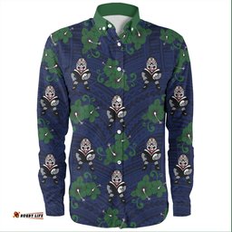 New Zealand Warriors Sport Long Sleeve Button Shirt - With Maori Pattern