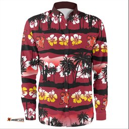 St. George Illawarra Dragons Long Sleeve Button Shirt - Tropical Hibiscus and Coconut Trees