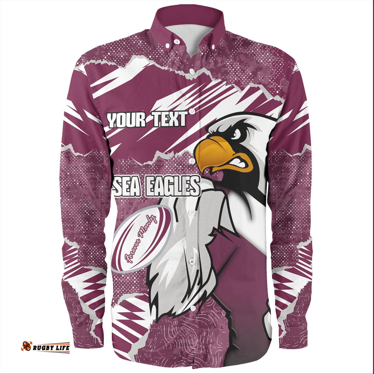 Manly Warringah Sea Eagles Long Sleeve Button Shirt - Theme Song
