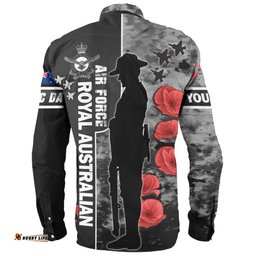 Australia Long Sleeve Button Shirt - Custom Royal Australian Air Force Anzac Day Camouflage Style