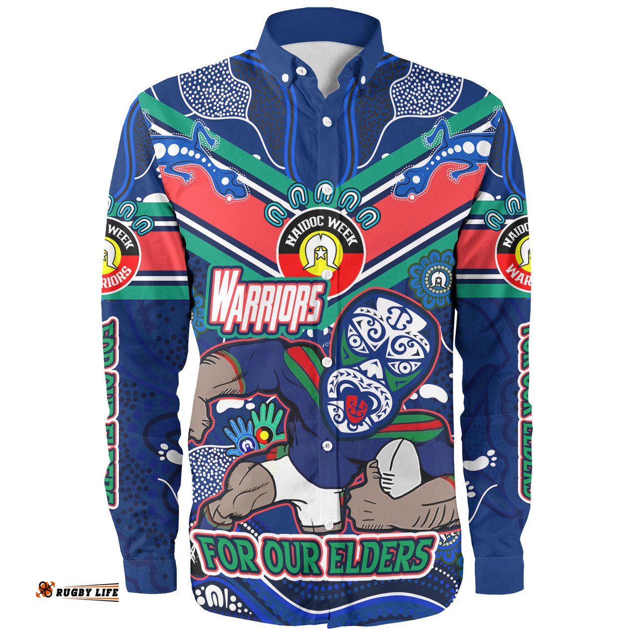 New Zealand WarriorsNaidoc Week Custom Long Sleeve Button Shirt - For Our Elders Home Jersey Shirt