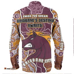 Brisbane Broncos Grand Final Custom Long Sleeve Button Shirts - Custom Brisbane Broncos With Contemporary Style Of Aboriginal Painting Long Sleeve Button Shirts