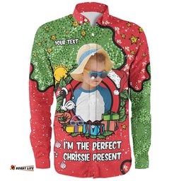 Australia Christmas Custom Long Sleeve Button Shirt - I'm the Perfect Present Red Long Sleeve Button Shirt