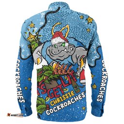 New South Wales Cockroaches Christmas Custom Long Sleeve Button Shirt - Let's Get Lit Chrisse Pressie Long Sleeve Button Shirt