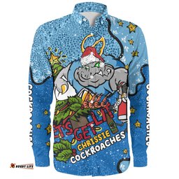 New South Wales Cockroaches Christmas Custom Long Sleeve Button Shirt - Let's Get Lit Chrisse Pressie Long Sleeve Button Shirt