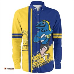 Parramatta Eels Sport Long Sleeve Button Shirt - Parramatta Eels Mascot Quater Style