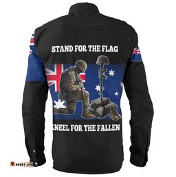 New Zealand Anzac Day Custom Long Sleeve Button Shirt - Stand For The Flag Kneel For The Fallen Shirt