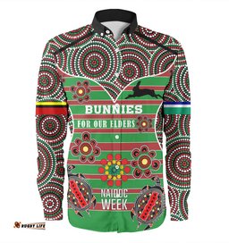 South Sydney Rabbitohs Long Sleeve Button Shirt - NAIDOC WEEK 2023 Indigenous Inspired For Our Elders Theme