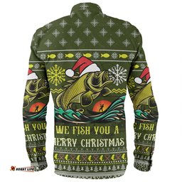 Australia Christmas Fishing Custom Long Sleeve Button Shirt - We Fish You A Merry Christmas Long Sleeve Button Shirt