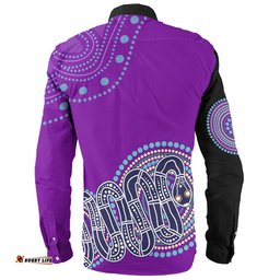 Australia Aboriginal Custom Long Sleeve Button Shirt - Purple Rainbow Serpent Dreaming Inspired Long Sleeve Button Shirt
