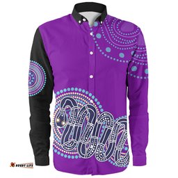 Australia Aboriginal Custom Long Sleeve Button Shirt - Purple Rainbow Serpent Dreaming Inspired Long Sleeve Button Shirt
