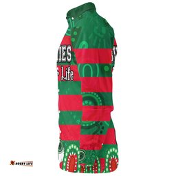 Souths Custom Long Sleeve Button Shirt - Bunnies For Life With Aboriginal Style Long Sleeve Button Shirt