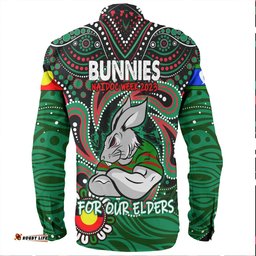 South Sydney Rabbitohs Long Sleeve Button Shirt - Aboriginal For Our Elder NAIDOC Week 2023