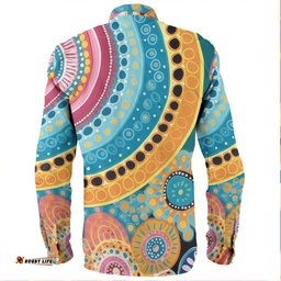 Australia Aboriginal Long Sleeve Button Shirts - Colorful Pattern And Dots Art Long Sleeve Button Shirts