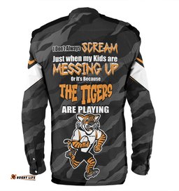 Wests Tigers Father's Day Long Sleeve Button Shirt - Screaming Dad and Crazy Fan