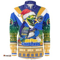 Parramatta Eels Christmas Custom Long Sleeve Button Shirt - Parramatta Eels Santa Aussie Big Things Christmas Long Sleeve Button Shirt