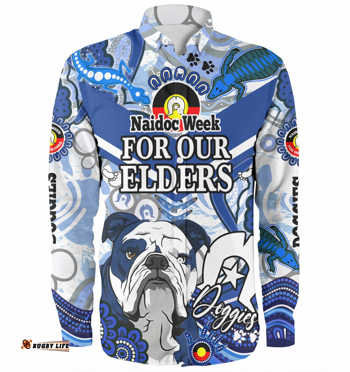 Canterbury-Bankstown Bulldogs Custom Long Sleeve Button Shirt - Naidoc Week Doggies Shirt