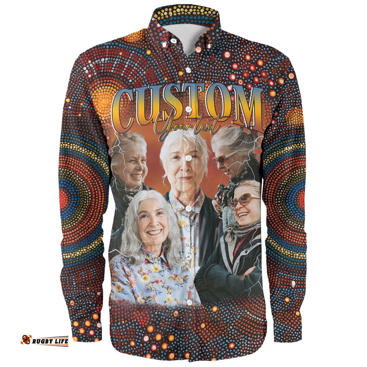 Australia Christmas Custom Long Sleeve Button Shirt - Personalised Aboriginal Inspired Patterns Long Sleeve Button Shirt