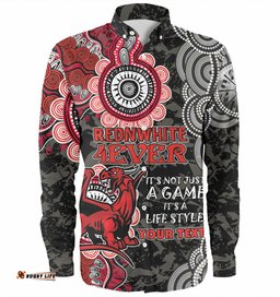Australia Illawarra and St George Custom Long Sleeve Button Shirt - Red White Forever Shirt
