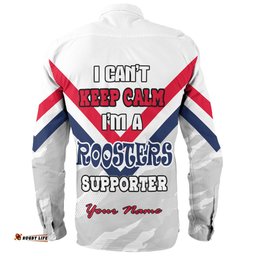 Sydney Roosters Custom Long Sleeve Button Shirt - Sydney Roosters Supporter Long Sleeve Button Shirt