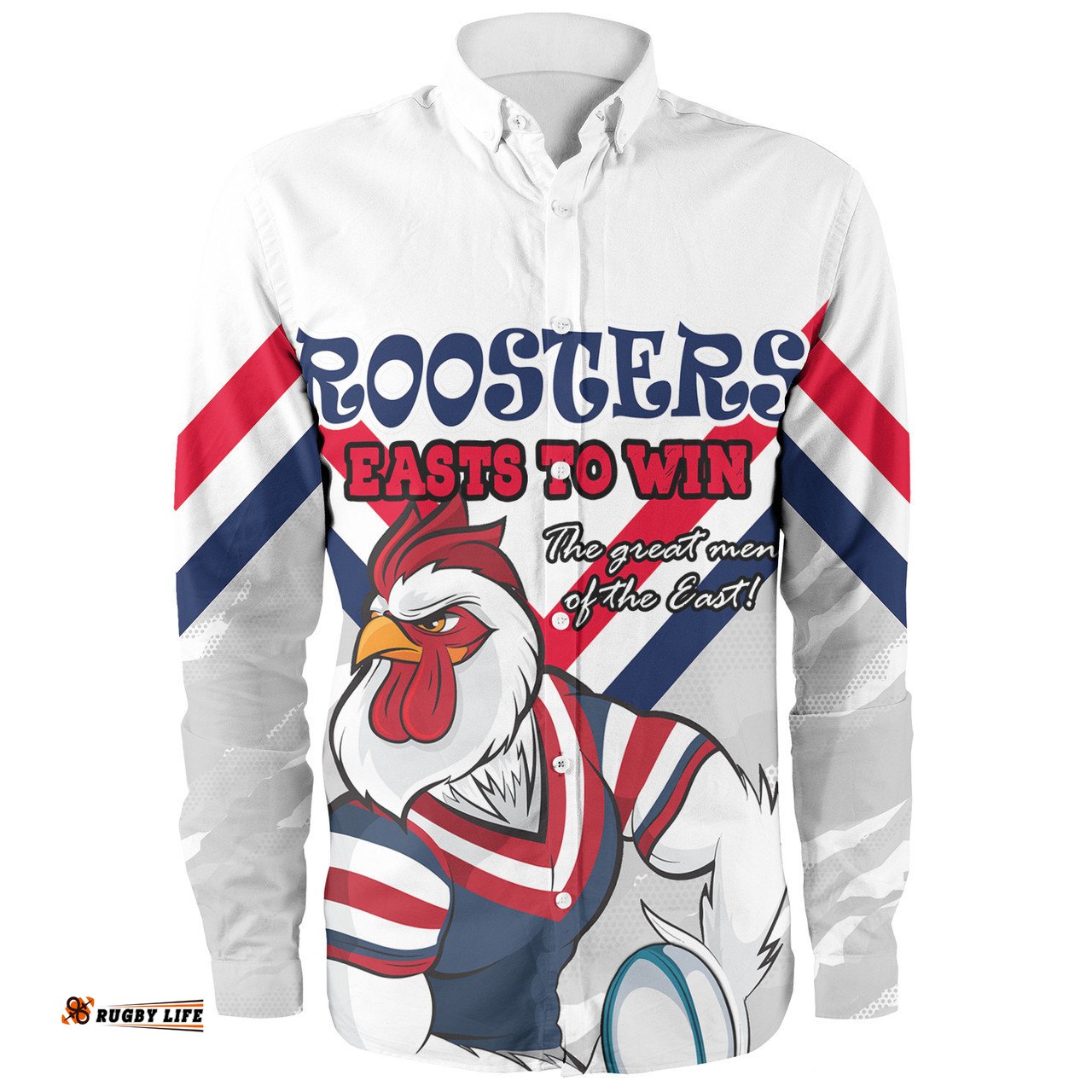 Sydney Roosters Custom Long Sleeve Button Shirt - Sydney Roosters Supporter Long Sleeve Button Shirt