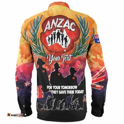 Australia Anzac Custom Long Sleeve Button Shirt - Anzac day For Your Tomorrow They Gave Their Today With Poppies And Flag Style Shirt