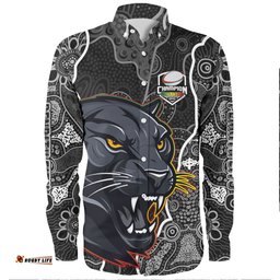 Penrith Panthers Grand Final Custom Long Sleeve Button Shirts - Custom Penrith Panthers With Contemporary Style Of Aboriginal Painting Long Sleeve Button Shirts