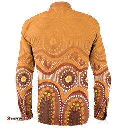 Australia Aboriginal Custom Long Sleeve Button Shirt - Brown Aboriginal Dot Long Sleeve Button Shirt