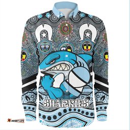 Cronulla-Sutherland Sharks Naidoc Week Long Sleeve Button Shirt - NAIDOC Week 2023 Indigenous For Our Elders