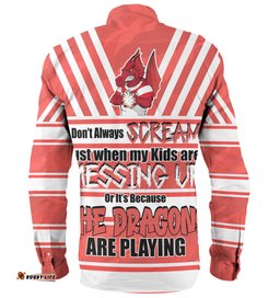 St. George Illawarra Dragons Mother's Day Long Sleeve Button Shirt - Screaming Mom and Crazy Fan