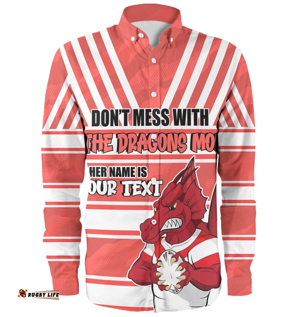 St. George Illawarra Dragons Mother's Day Long Sleeve Button Shirt - Screaming Mom and Crazy Fan