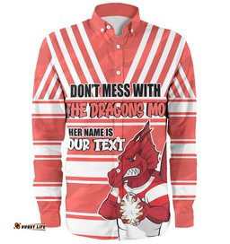 St. George Illawarra Dragons Mother's Day Long Sleeve Button Shirt - Screaming Mom and Crazy Fan