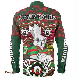 South Sydney Rabbitohs Long Sleeve Button Shirt - Aboriginal Inspired For Our Elders NAIDOC Week 2023