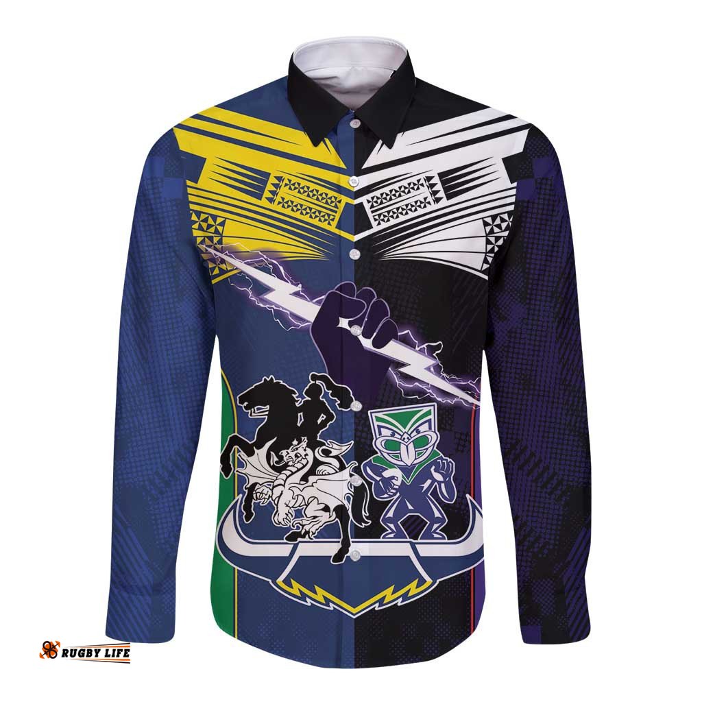 Custom Dragons-Cowboys Combine Storm-Warriors Long Sleeve Button Shirt Sport Style Version 01
