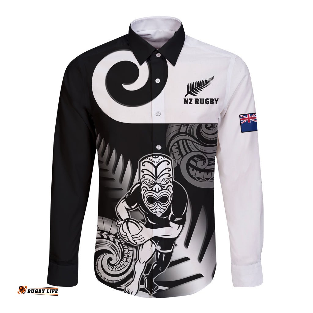 Custom New Zealand Silver Fern Rugby Long Sleeve Button Shirt Go Champions NZ All Black Maori Koru