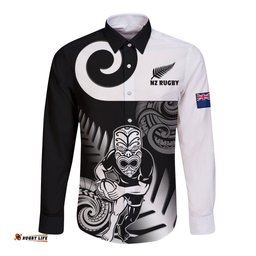 Custom New Zealand Silver Fern Rugby Long Sleeve Button Shirt Go Champions NZ All Black Maori Koru