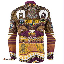 Brisbane Broncos Naidoc Week Long Sleeve Button Shirt - NAIDOC Week 2023 Indigenous For Our Elders