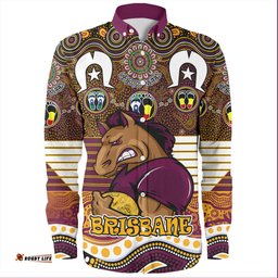 Brisbane Broncos Naidoc Week Long Sleeve Button Shirt - NAIDOC Week 2023 Indigenous For Our Elders