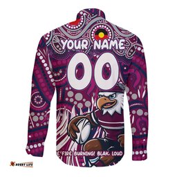 Custom Australia NAIDOC Week 2024 Long Sleeve Button Shirt Sea Eagles Mascot Keep The Fire Burning